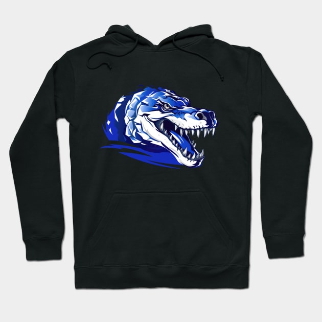 Blue Crocodile Head Logo Hoodie by TooplesArt